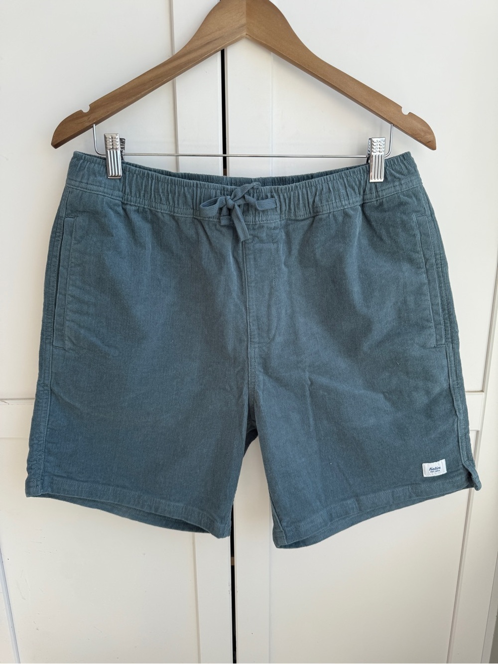 Katin Men’s Corduroy Drawstring Shorts Size Medium Blue Grey Coastal Casual